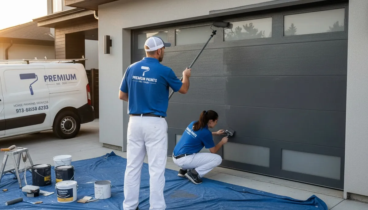 Professional garage door painting in Duluth MN by expert house painters for durable winter protection