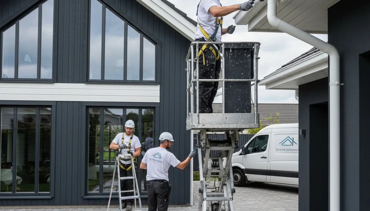Professional gutter painting on Duluth MN home exterior by expert house painters