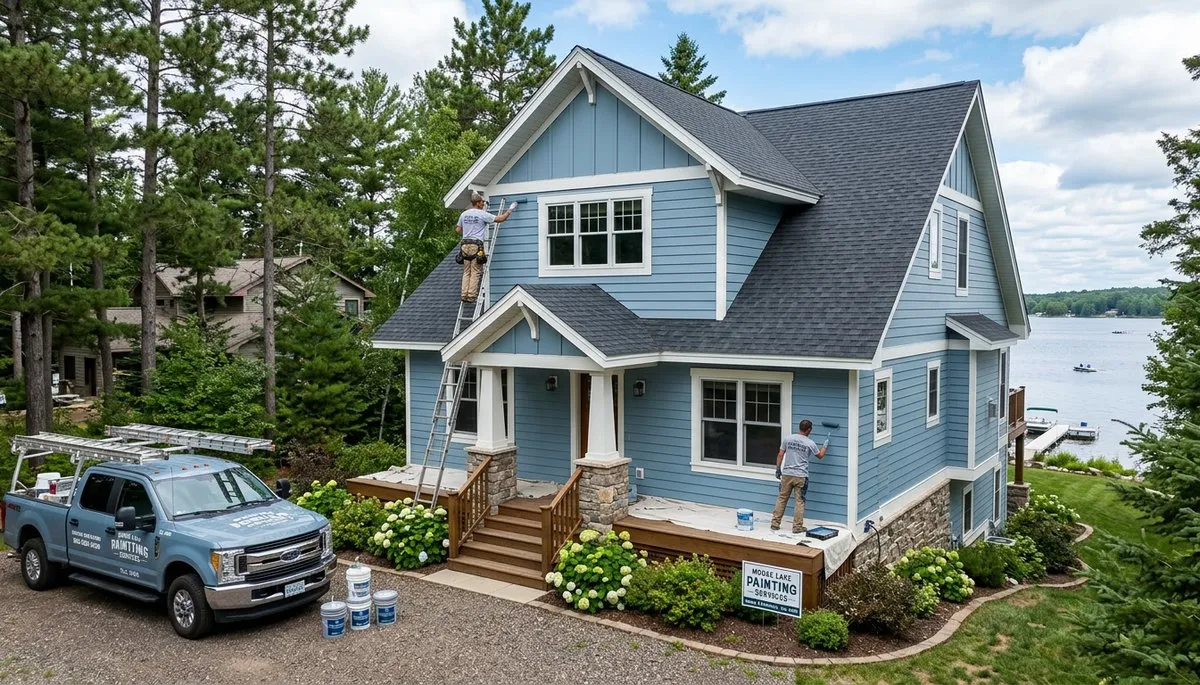 Professional house painters working on residential exterior in Duluth MN