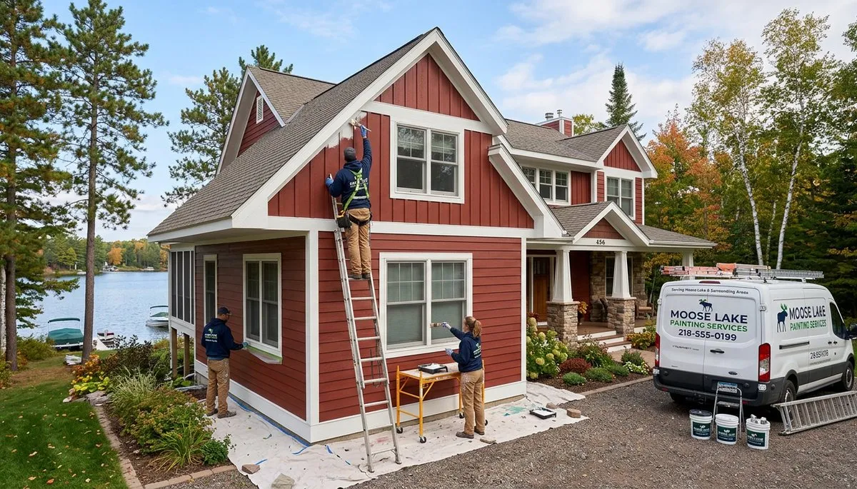 Professional house painters in Duluth MN applying exterior paint to a residential home façade