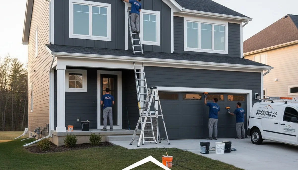 Professional house painters working on residential exterior in Duluth, MN