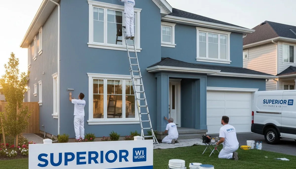 Professional house painters working on residential exterior in Duluth MN
