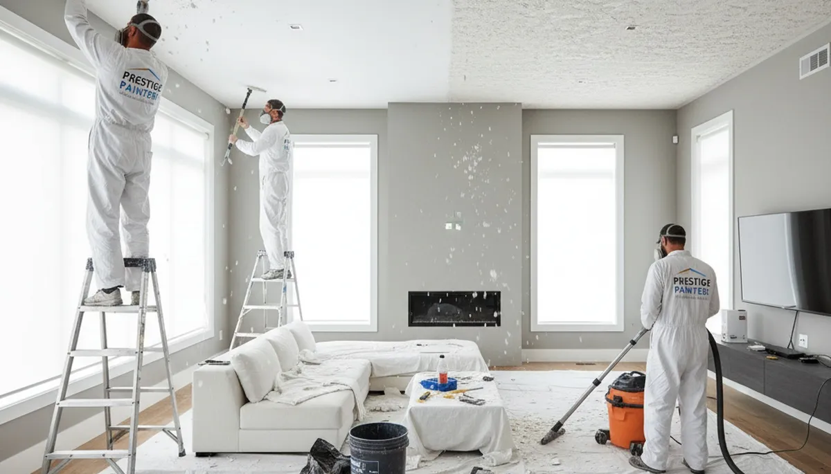 Professional popcorn ceiling removal in Duluth, MN home by expert house painters
