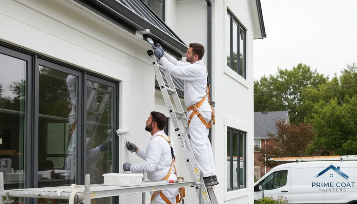 Professional trim and fascia painting on Duluth MN home by expert exterior painters