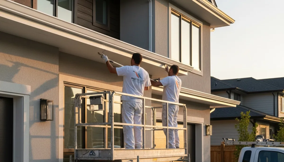 Professional trim and fascia painting on Duluth MN home exterior by local house painters